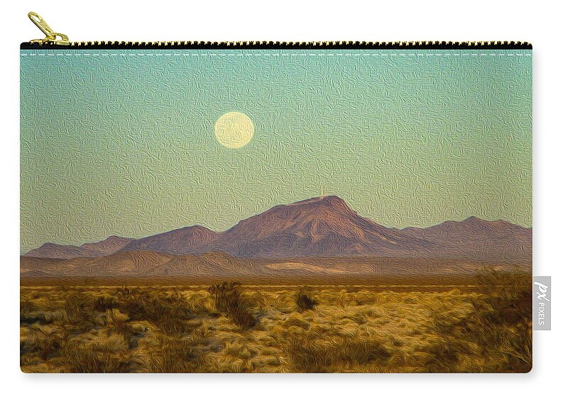 Mohave Desert Moon Zip Pouch featuring the photograph Mohave Desert Moon by Bonnie Follett