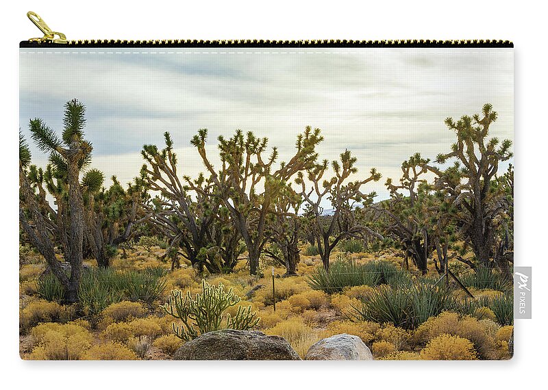 Mohave Joshua Trees Forest Zip Pouch featuring the photograph Mohave Joshua Trees Forest by Bonnie Follett