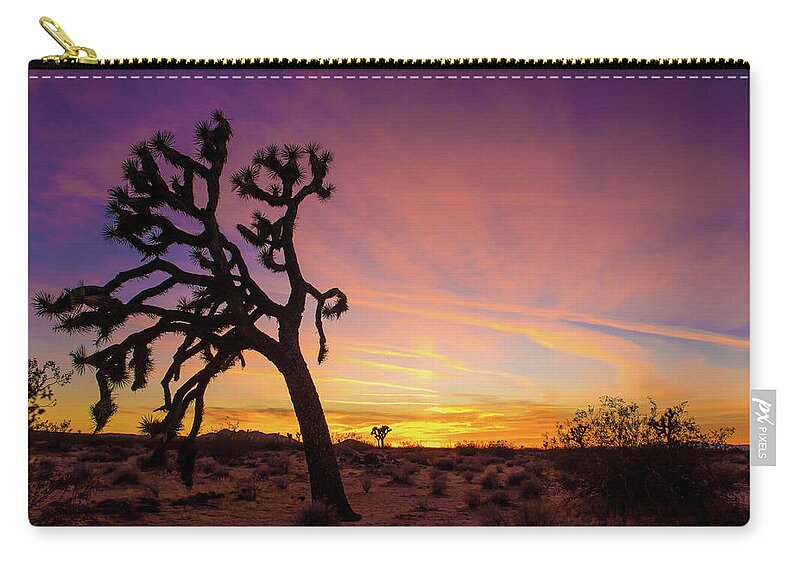 Joshua Tree Zip Pouch featuring the photograph Mojave Desert Sunset by Aileen Savage