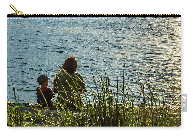 Sea Zip Pouch featuring the photograph Mother and Son by Ed Clark
