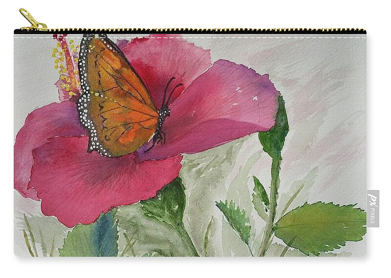 Monarch Zip Pouch featuring the painting Moment in Time by Cheryl Wallace