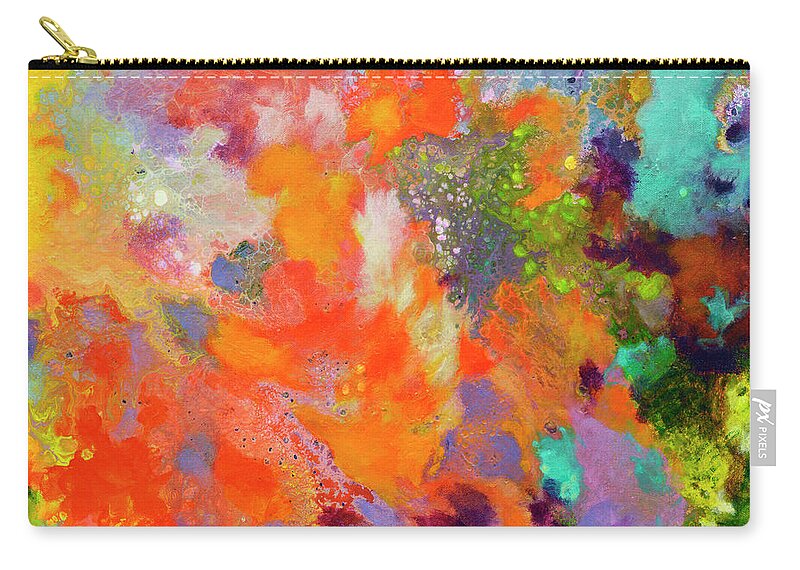 Abstract Zip Pouch featuring the painting Momentum, Canvas Two by Sally Trace