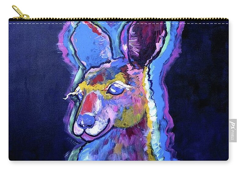 Animals Zip Pouch featuring the painting Mona Lisa 'Roo by Adele Bower