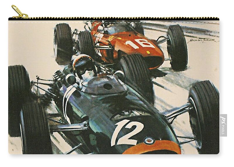 Monaco Grand Prix Carry-all Pouch featuring the digital art Monaco Grand Prix 1967 by Georgia Fowler