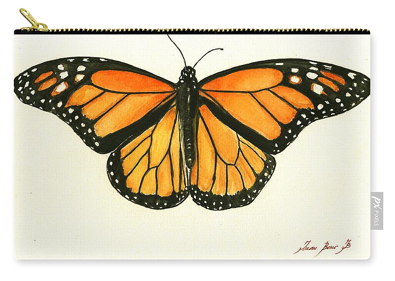  Monarch Butterfly Zip Pouch featuring the painting Monarch butterfly by Juan Bosco