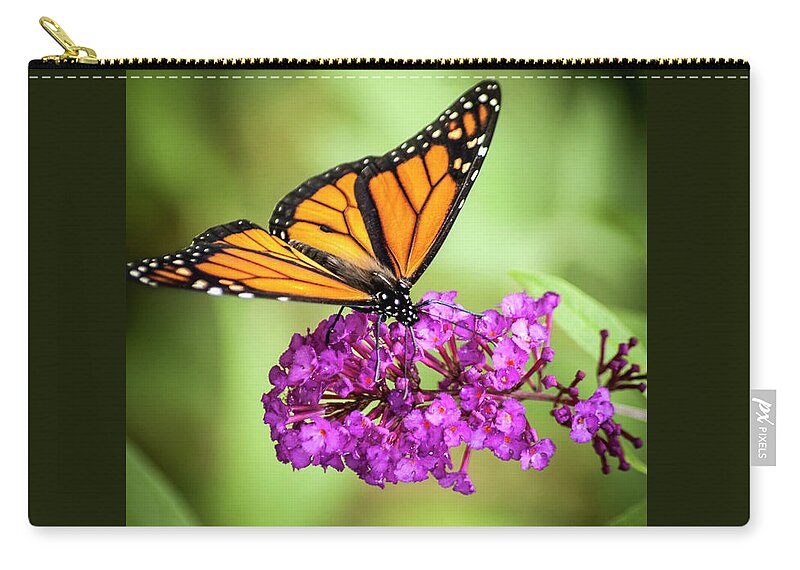 Monarch Zip Pouch featuring the photograph Monarch Moth on Buddleias by Carolyn Marshall