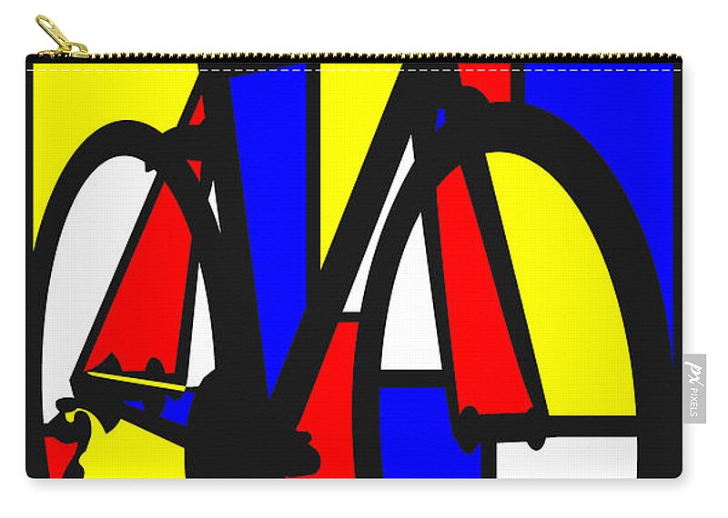 Bicycle Zip Pouch featuring the painting Mondrianesque Road bike by Sassan Filsoof