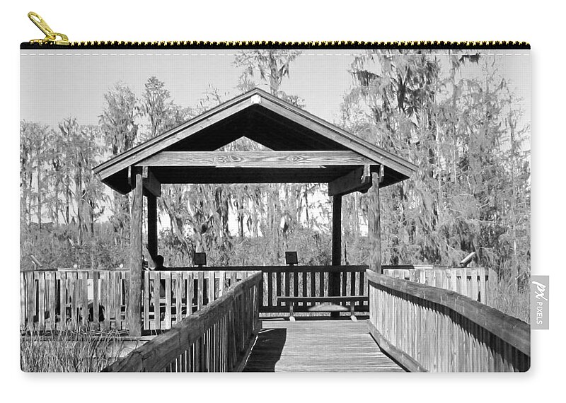 Tibet-butler Preserve Zip Pouch featuring the photograph Monochrome Osprey Overlook Shelter by Christopher Mercer