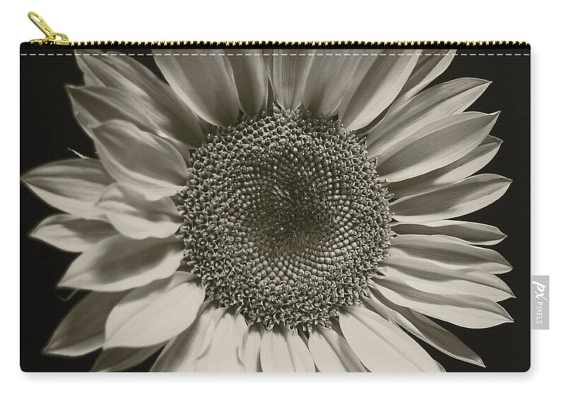 Wall Art Zip Pouch featuring the photograph Monochrome Sunflower by Kelly Holm