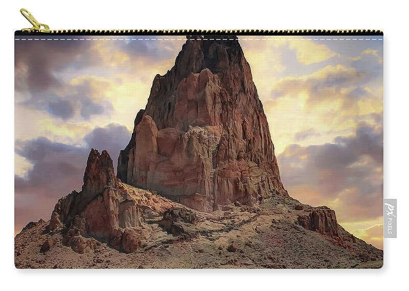 Landscape Prints Zip Pouch featuring the photograph Monolith Sunset - American Southwestern Landscape - Square Format by Gregory Ballos