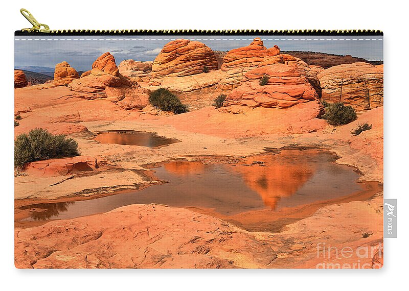 Coyote Buttes Zip Pouch featuring the photograph Monsoon Puddles by Adam Jewell