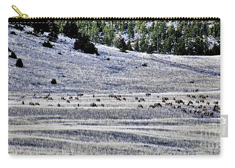 Montana Zip Pouch featuring the photograph Montana Elk, count em by Merle Grenz