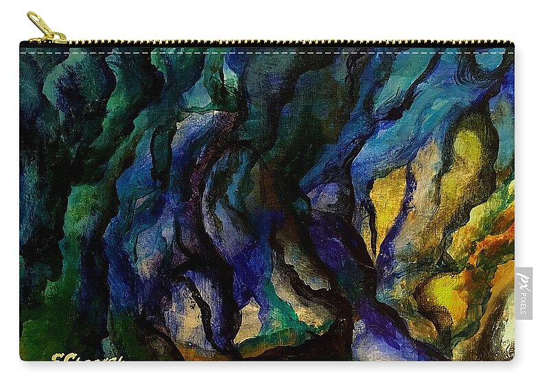 Acrylic Painting Carry-all Pouch featuring the painting Moody Bleu by Esperanza Creeger