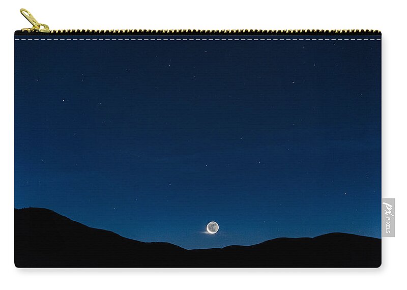 Moon Zip Pouch featuring the photograph Moon and Sunrise by Cat Connor