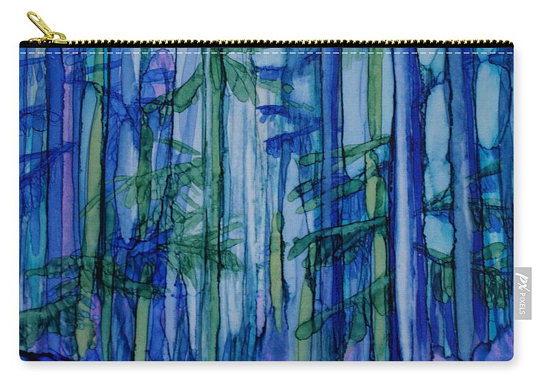 Forest Zip Pouch featuring the painting Moonlit Forest by Jo Smoley