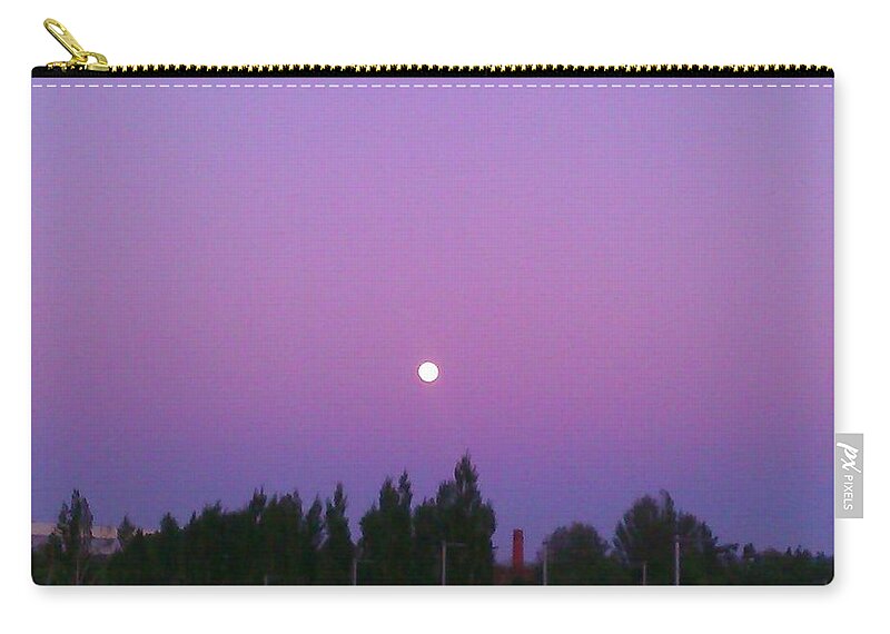 Sky Zip Pouch featuring the photograph Moon on Perfect Purple by Nieve Andrea