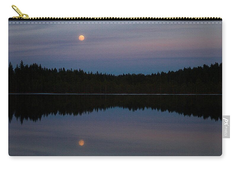 Lehtokukka Zip Pouch featuring the photograph Moon over Kirkas-Soljanen by Jouko Lehto