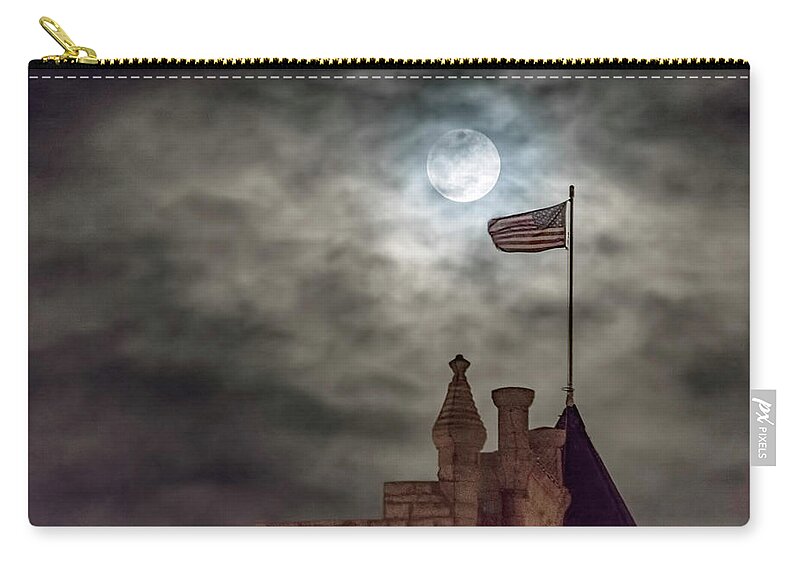 Kansas Zip Pouch featuring the photograph Moon over the Bank by Rob Graham
