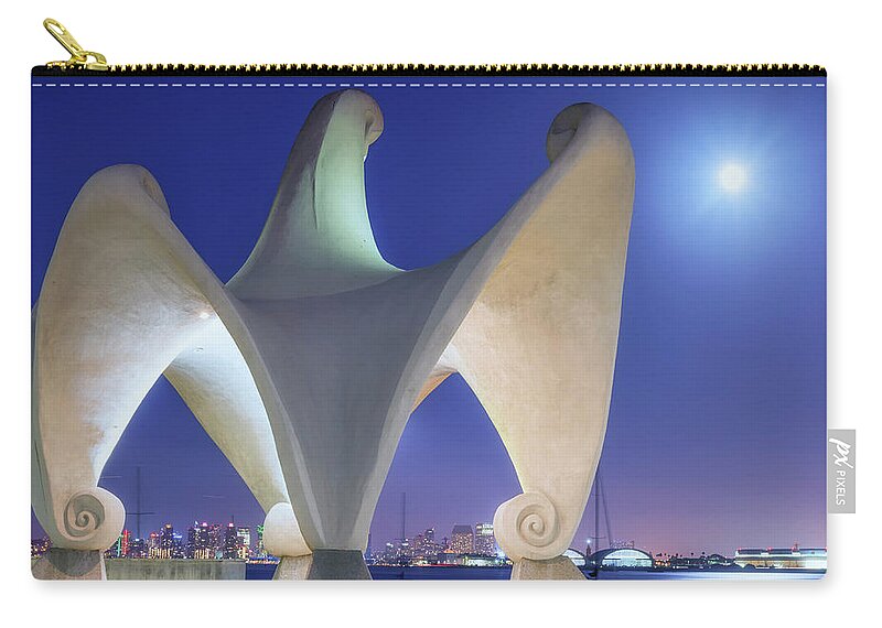 San Diego Zip Pouch featuring the photograph Moon Over The Wave by Joseph S Giacalone