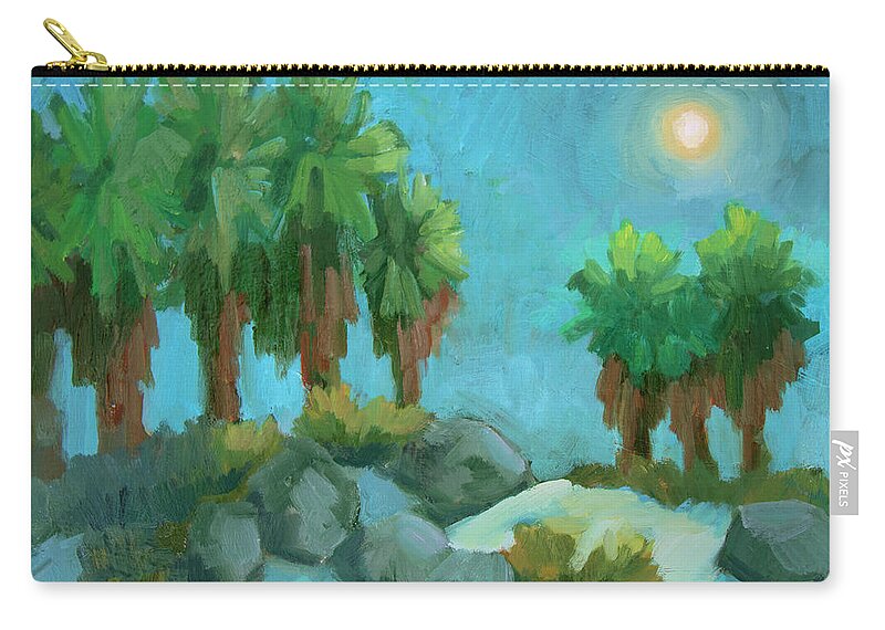Indian Canyons Zip Pouch featuring the painting Moon Shadows Indian Canyon by Diane McClary