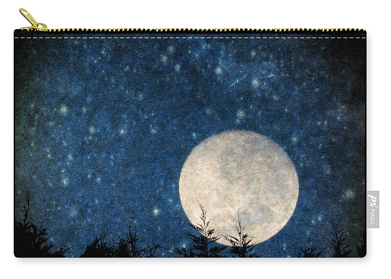 Moon Zip Pouch featuring the photograph Moon, tree and stars by Clayton Bastiani
