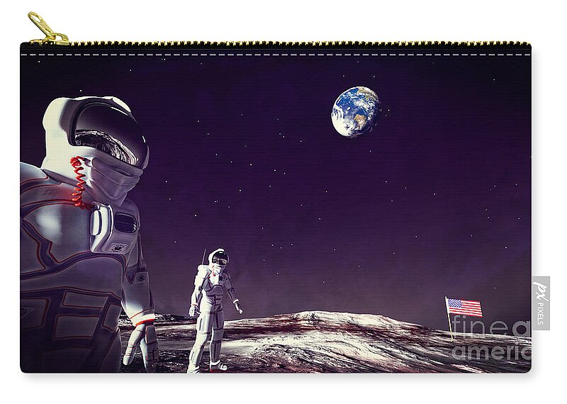 Moon Walk Zip Pouch featuring the digital art Moon Walk by Two Hivelys