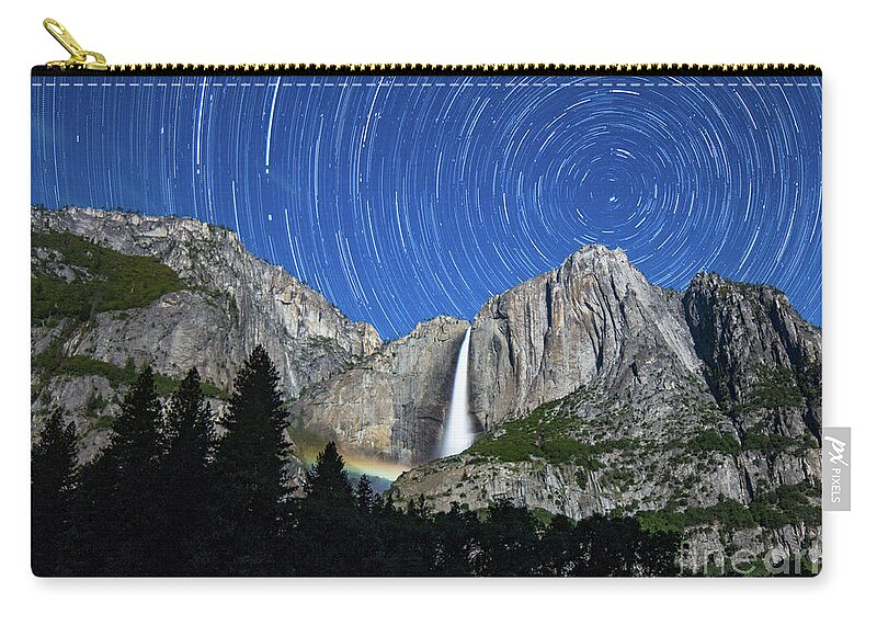 Moonbow Zip Pouch featuring the photograph Moonbow and Startrails by Brandon Bonafede
