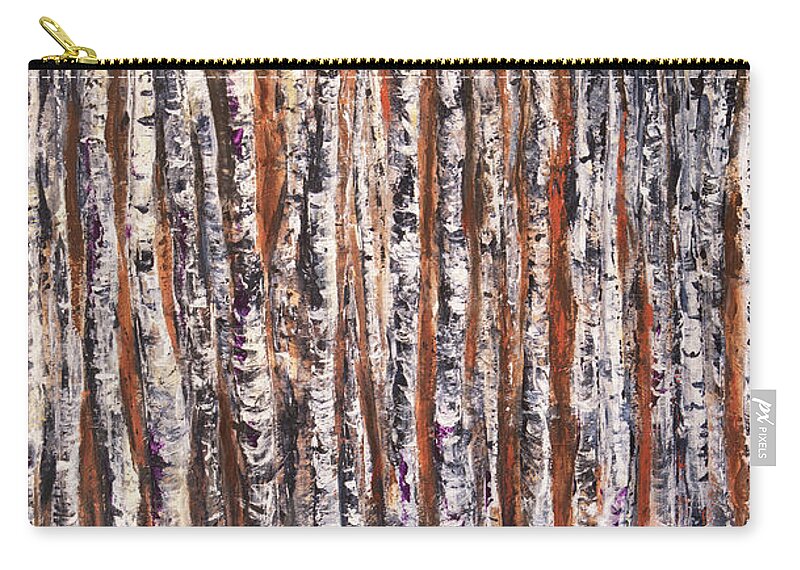 Aspens Carry-all Pouch featuring the painting Moonlight Aspens by Sheila Johns