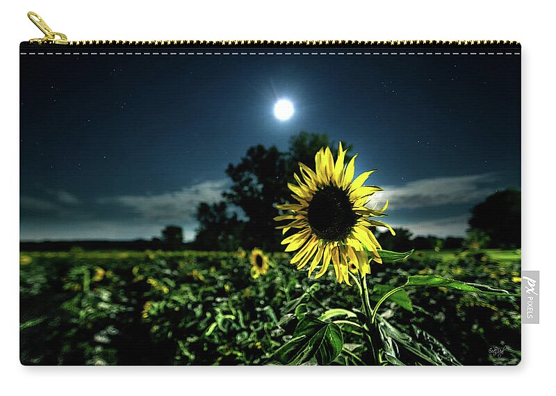 Sunflower Zip Pouch featuring the photograph Moonlighting Sunflower by Everet Regal