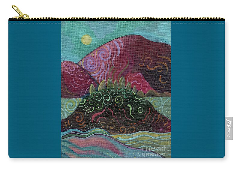 Abstract Landscape Zip Pouch featuring the painting Moonlit by Helena Tiainen