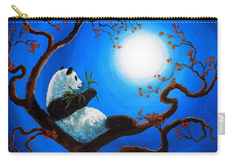 Zen Zip Pouch featuring the painting Moonlit Snack by Laura Iverson