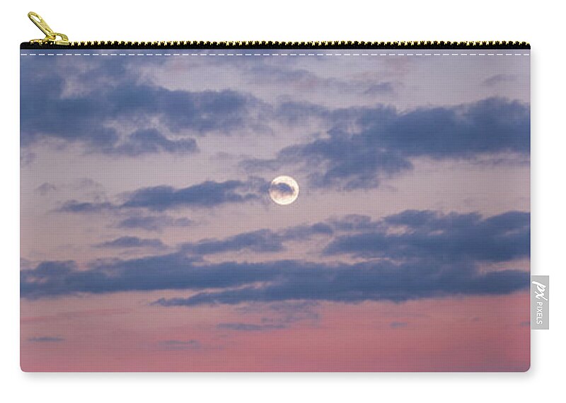 Moonrise Zip Pouch featuring the photograph Moonrise In Pink Sky by D K Wall