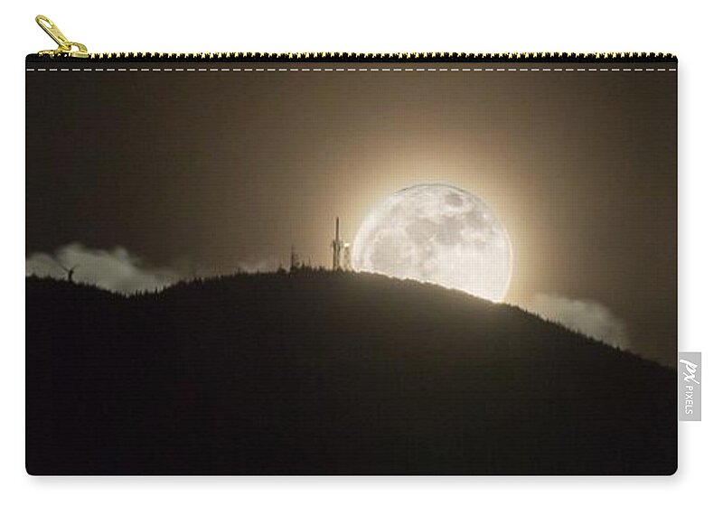 Moon Zip Pouch featuring the photograph Moonrise over Burke by Tim Kirchoff
