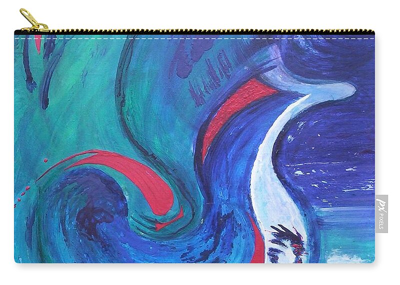 Encaustic Zip Pouch featuring the painting Moon Shine by Suzanne Udell Levinger
