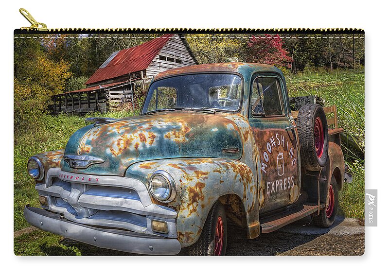 Vintage Zip Pouch featuring the photograph Moonshine Truck by Debra and Dave Vanderlaan