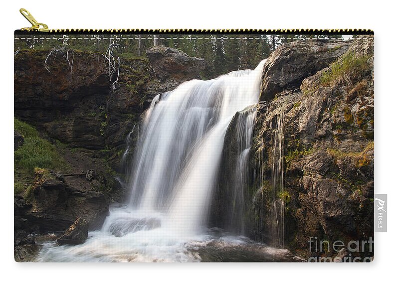 Moose Falls Zip Pouch featuring the photograph Moose Falls Yellowstone National Park by Teresa Zieba