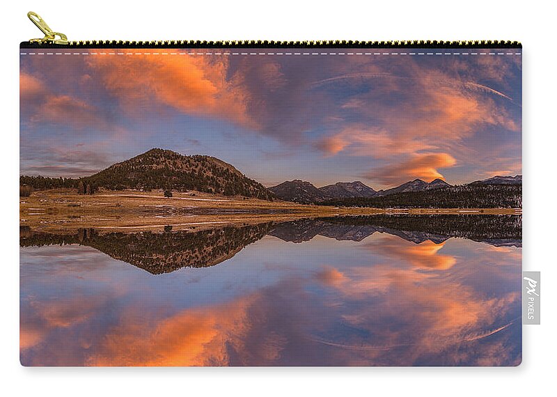 Rocky Mountain National Park Zip Pouch featuring the photograph Moraine Park Sunset Pano by Darren White