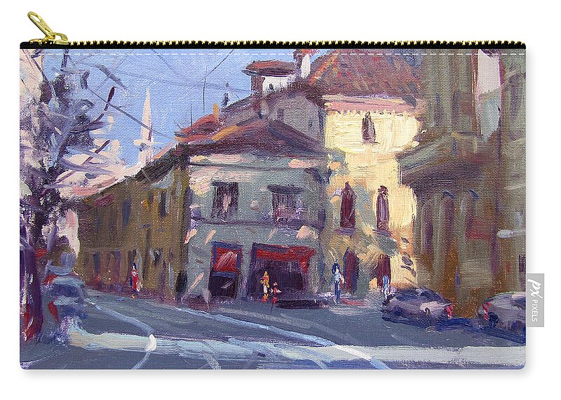 Morning Zip Pouch featuring the painting Morning at Padua Italy by Ylli Haruni