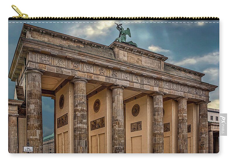 Endre Zip Pouch featuring the photograph Morning At The Brandenburg Gate by Endre Balogh