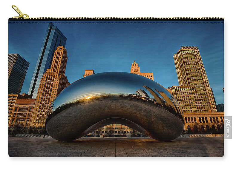 Chicago Cloud Gate Carry-all Pouch featuring the photograph Morning Bean by Sebastian Musial