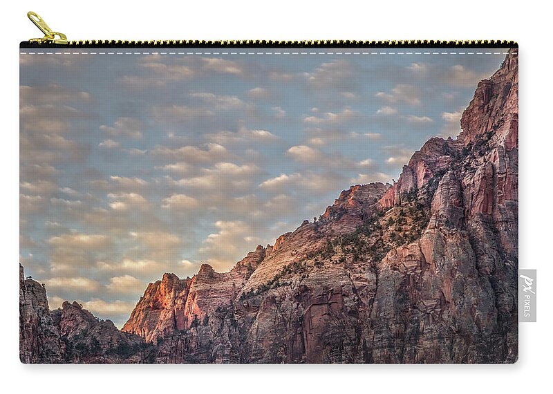 Mountain Zip Pouch featuring the photograph Morning Clouds by James Woody