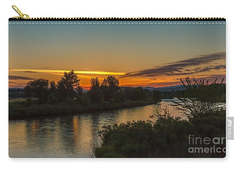Sunrise Zip Pouch featuring the photograph Morning Color Over The Payette River by Robert Bales