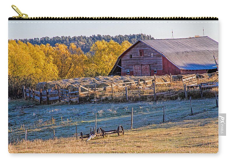 Barn Zip Pouch featuring the photograph Morning Frost by Alana Thrower
