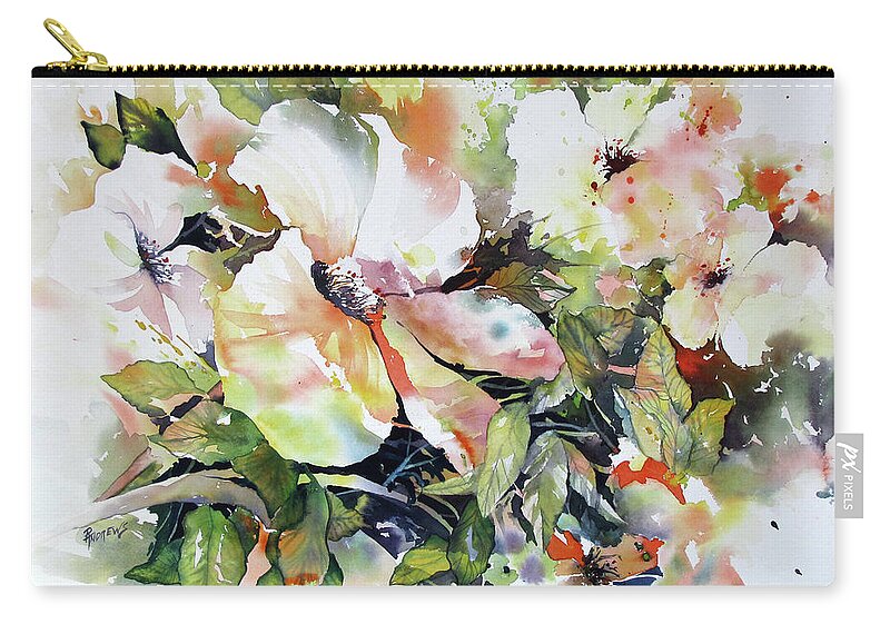 Watercolor Zip Pouch featuring the painting Morning Glow 2 by Rae Andrews