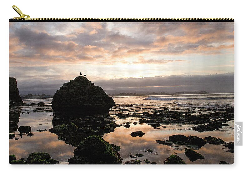 Sunrise Zip Pouch featuring the photograph Morning Gulls by Lora Lee Chapman