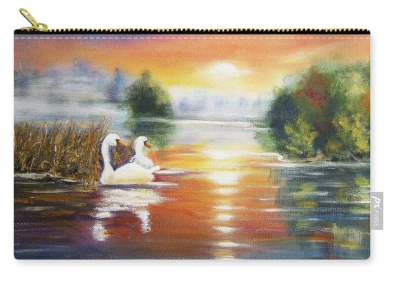 Landscape Zip Pouch featuring the painting Morning Idyll by Vesna Martinjak