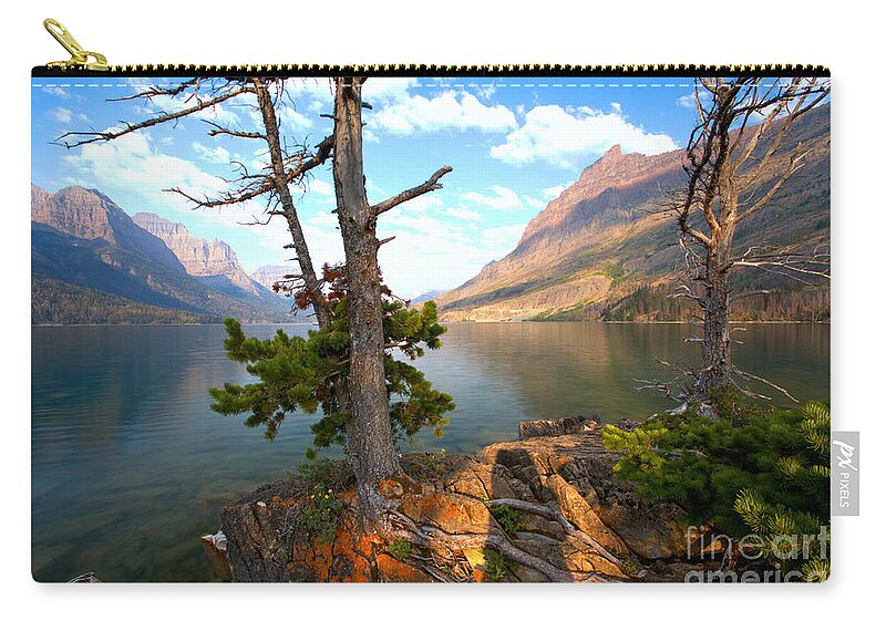St Mary Zip Pouch featuring the photograph Morning Light Over St. Mary Lake by Adam Jewell