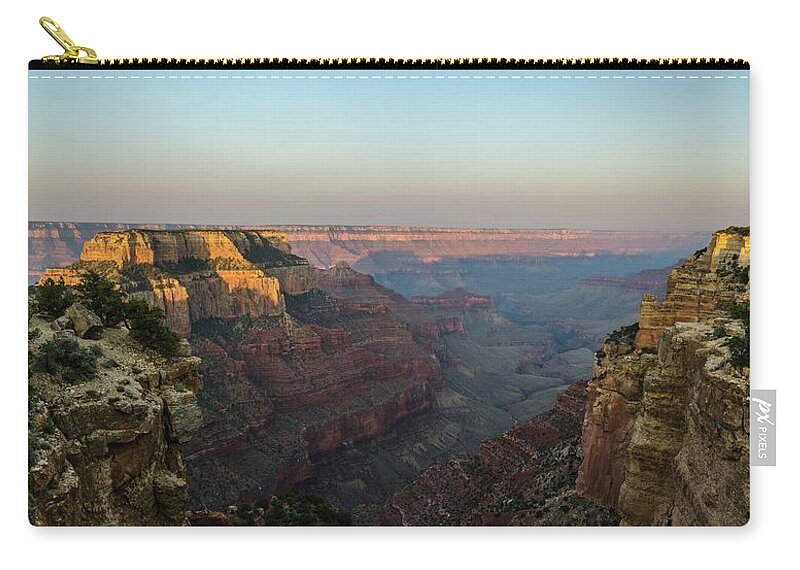 Grand Canyon Zip Pouch featuring the photograph Morning lights Wotans Throne by Gaelyn Olmsted