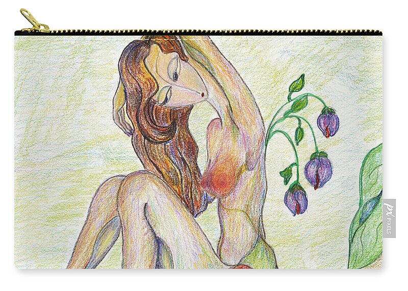 Figurative Art Paintings Zip Pouch featuring the drawing Morning by Mila Ryk