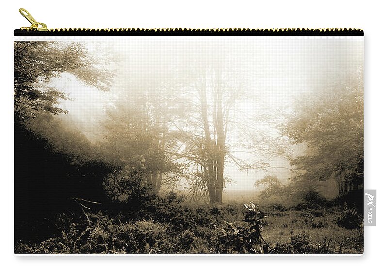 Morning Mist At A Forest Edge Zip Pouch featuring the photograph Morning Mist by A Macarthur Gurmankin
